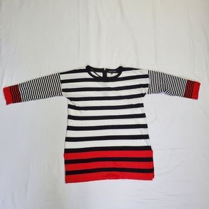 Tunic Style Black, White, and Red Sweater